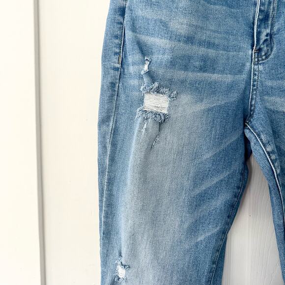 Vervet High Rise Distressed Flared Leg White Wash Denim Jeans Clean Hem 32 - Picture 11 of 15